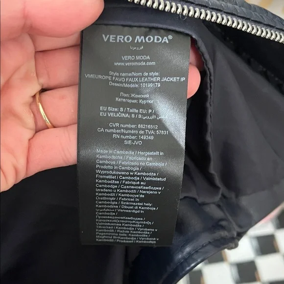 Vero Moda Women's Navy Faux Leather Jacket - Picture 4 of 5